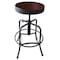 Holland Bar Stool Co Adjustable Stool, Black Wrinkle, Dark Cherry Distressed Hardwood Seat 910BWDC - alternate 1